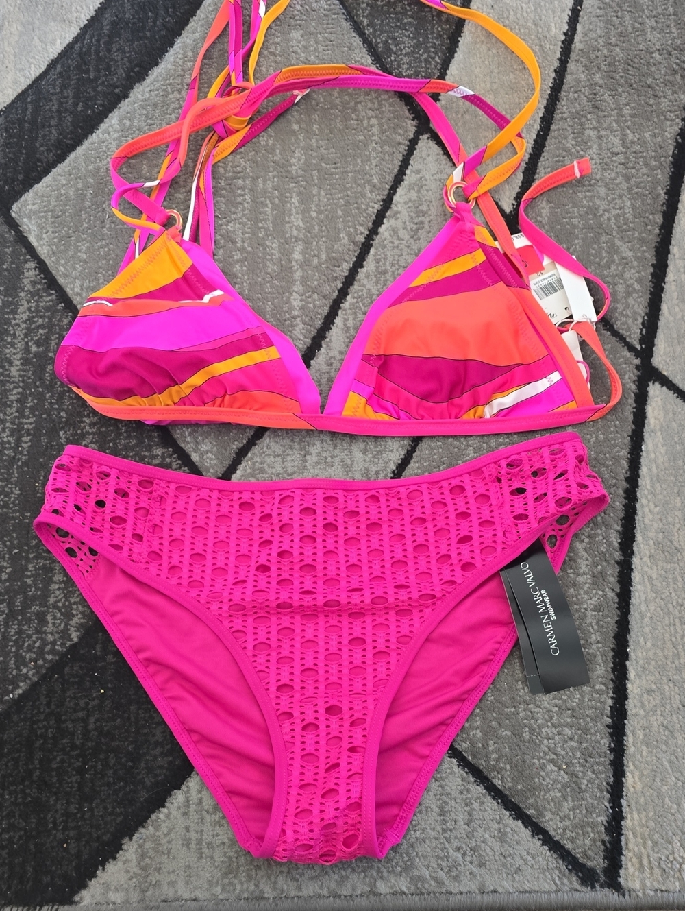 Carmen Marc Valvo Hot Pink Bottoms And Trina Turk Top Sz Lg Nwt